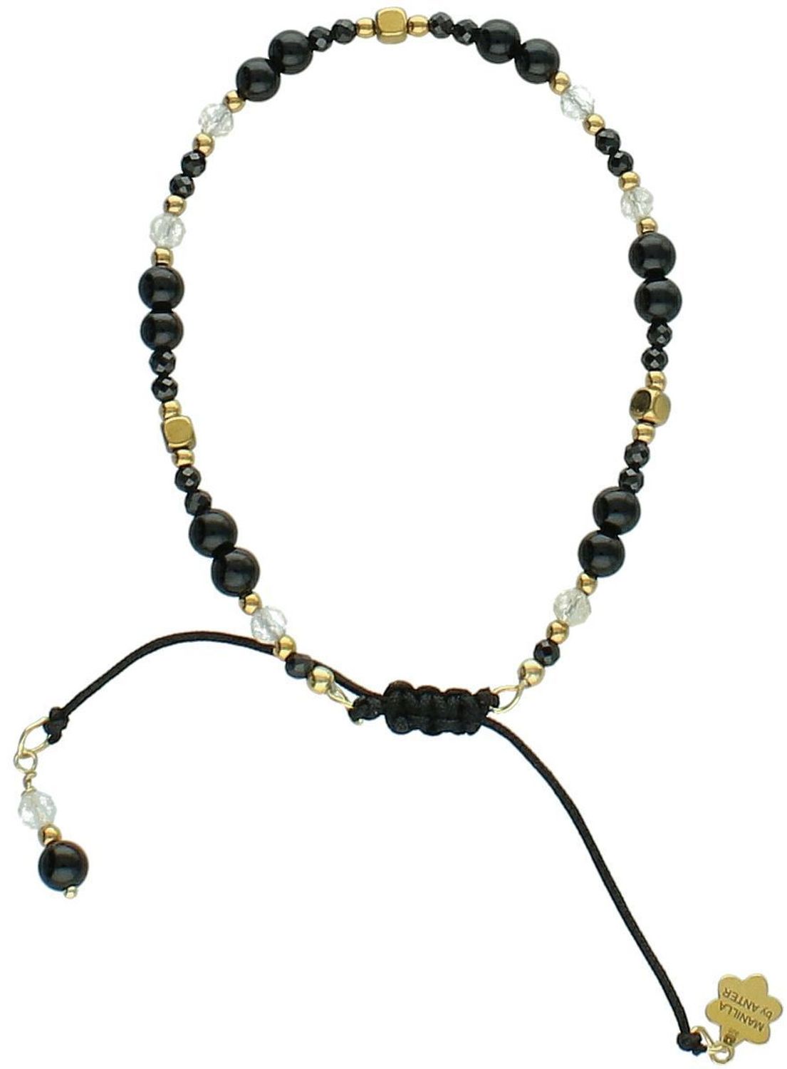 Bransoletka damska ze srebra 925 z naturalnymi kamieniami turmalin, cytryn i agat. Regulowane zapięcie na sznureczek, długość 19 cm, waga 2,5 g.1.jpg