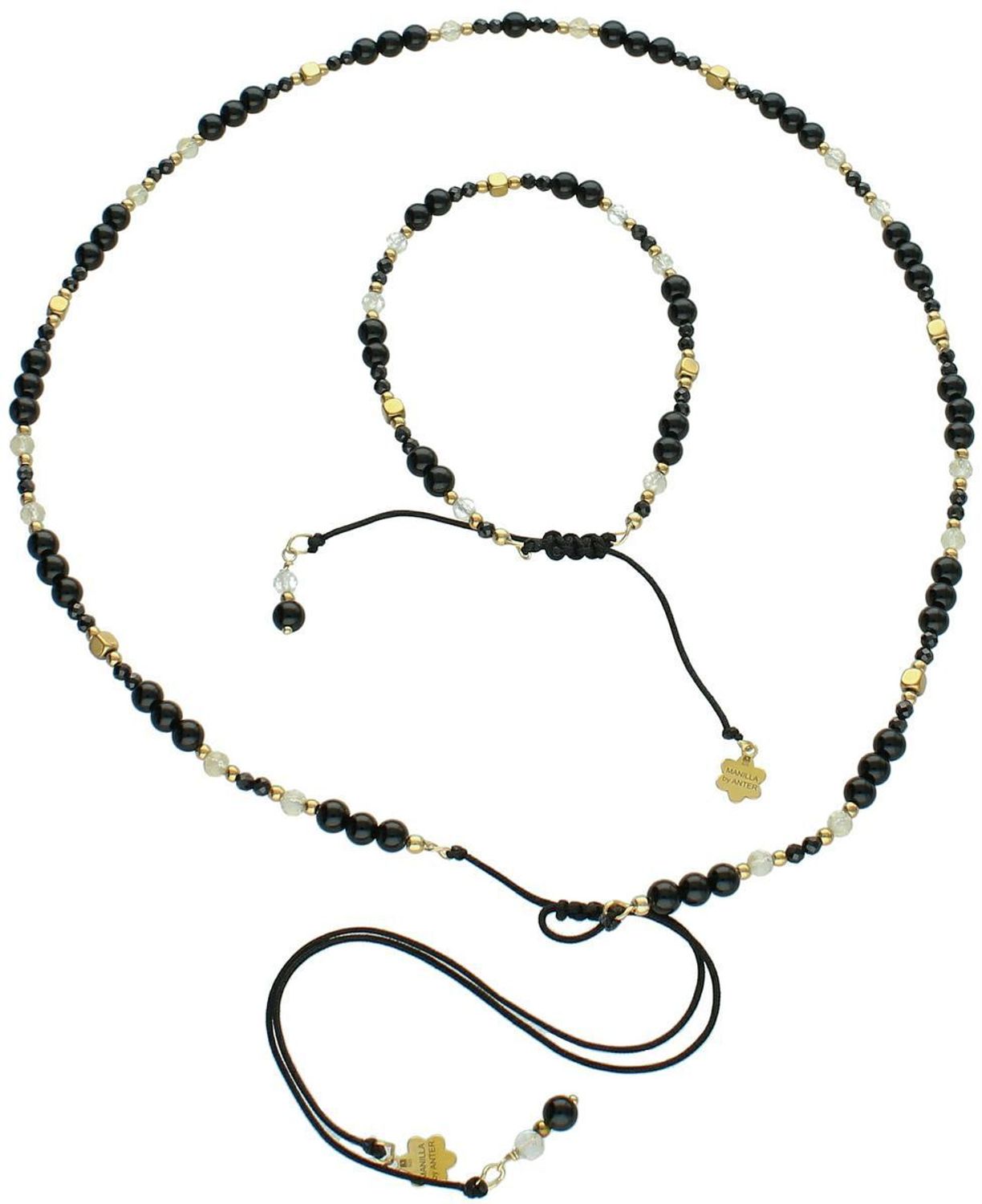 Bransoletka damska ze srebra 925 z naturalnymi kamieniami turmalin, cytryn i agat. Regulowane zapięcie na sznureczek, długość 19 cm, waga 2,5 g.1.jpg