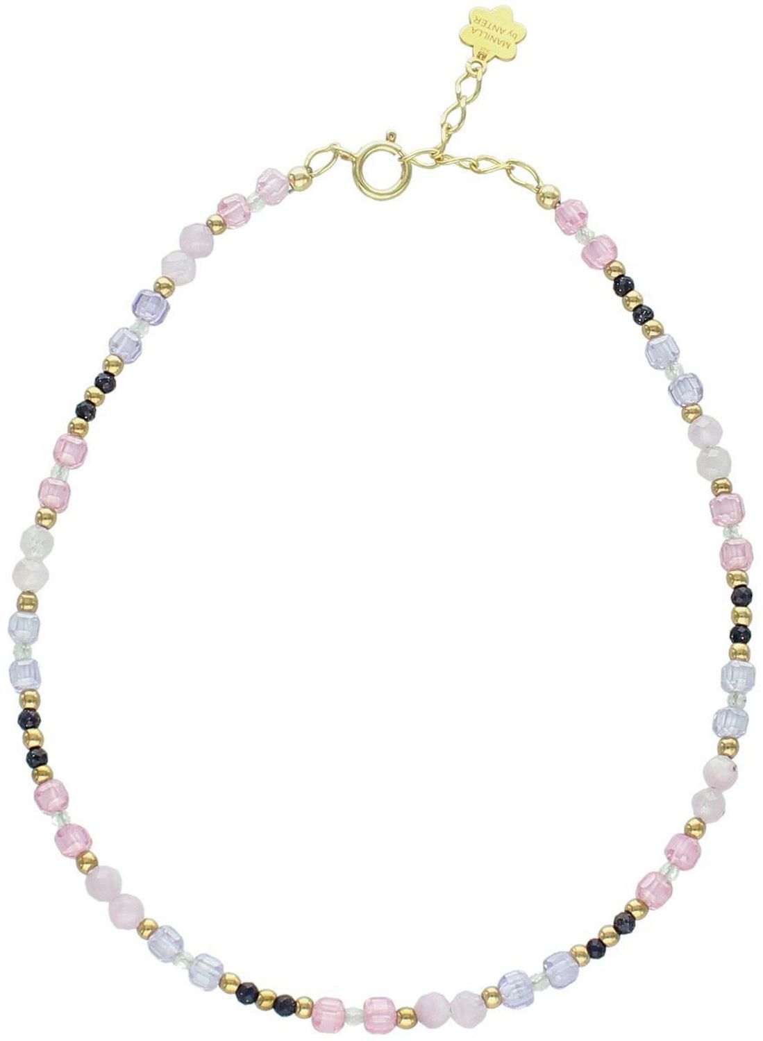 Delikatna bransoletka na nogę ze srebra próby 925 z kamieniami topaz, noc Kairu, kunzyt. Długość 23+2 cm, waga 4,90 g. Subtelna biżuteria na lato.1.jpg