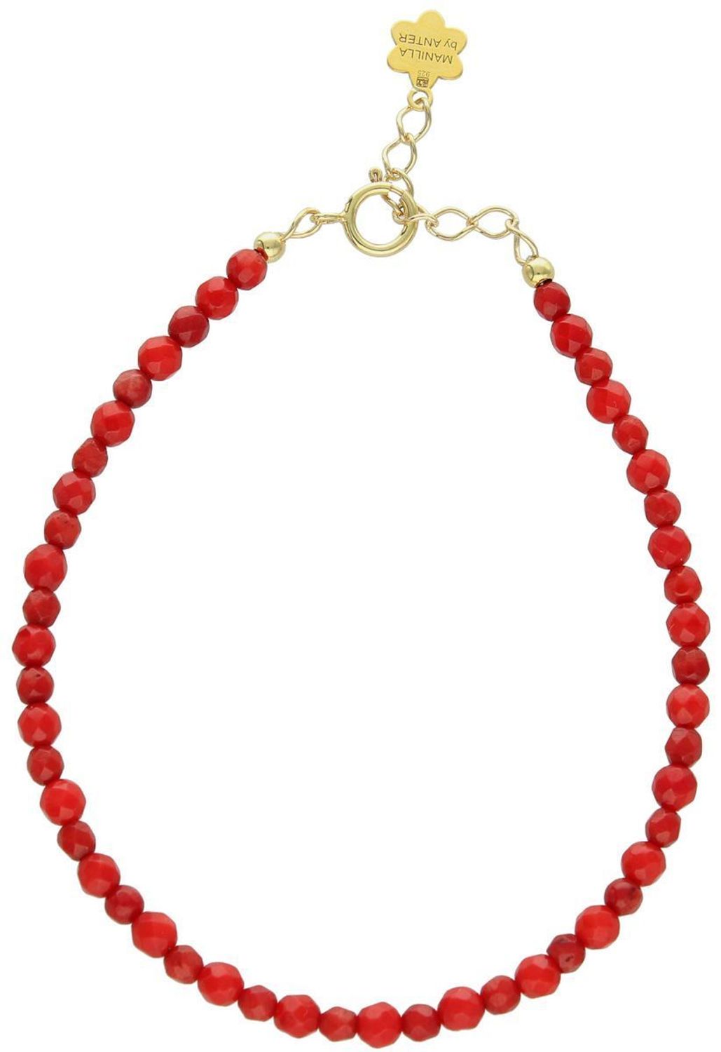 Delikatna bransoletka ze srebra pozłacanego próby 925 z naturalnymi koralami o średnicy 3 mm. Model DIA-BRA-13546-925, długość 17+2 cm. Idealna na prezent lub do codziennego noszenia.1.jpg