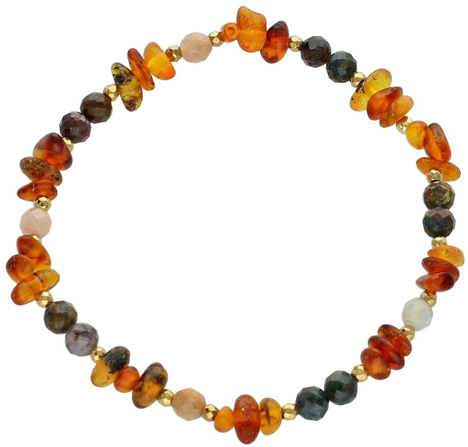 Bransoletka damska ze srebra 925 z naturalnym bursztynem, kamieniem słonecznym i pietersytem. Obwód 15 cm, waga 3,20 g. Naturalna elegancja, głębokie znaczenie i idealny 1.jpg