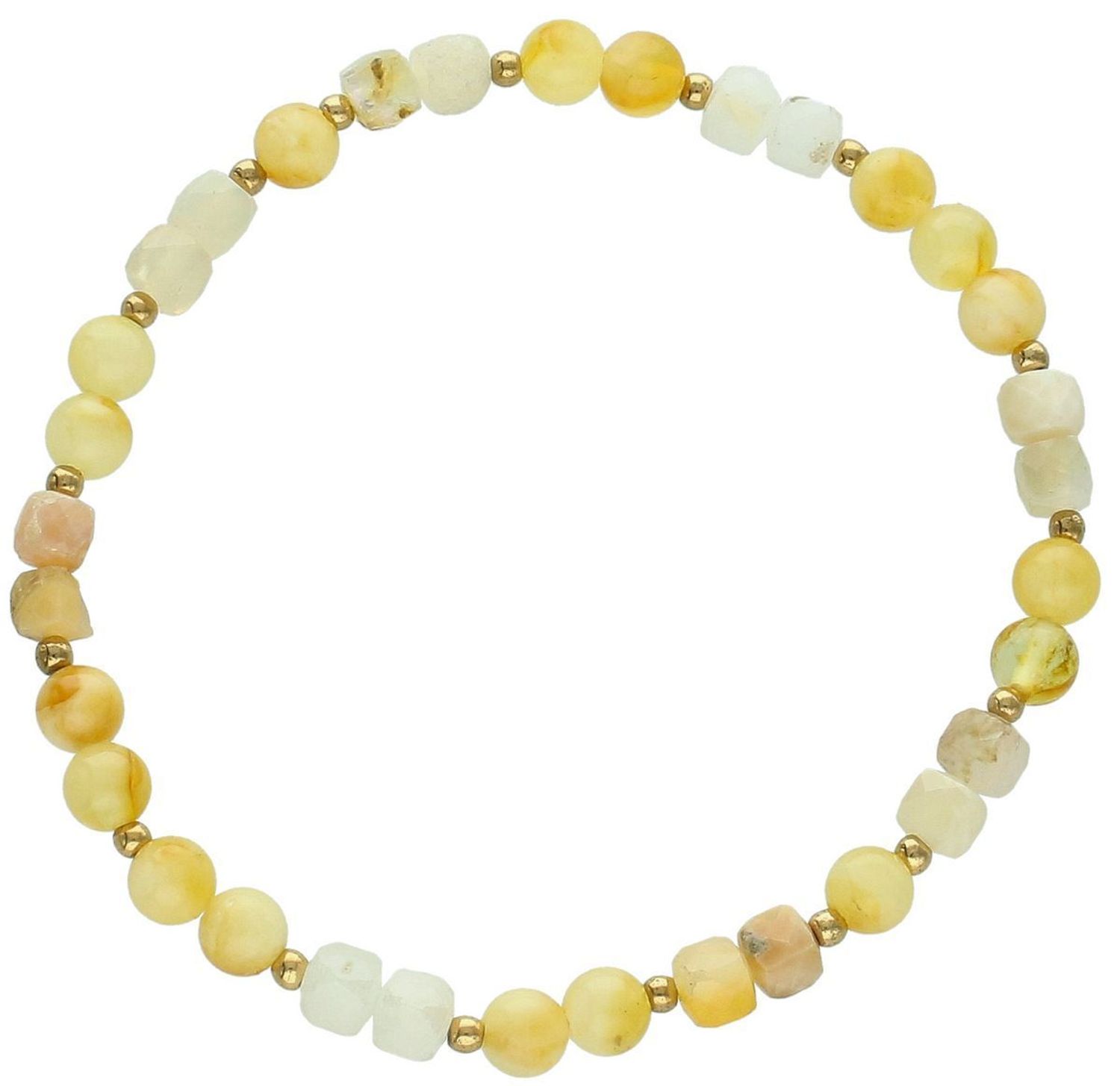 Lekka bransoletka damska z bursztynem i opalem na gumce. Kamienie naturalne, wygodna i bez zapięcia. Idealny prezent dla kobiety.1.jpg