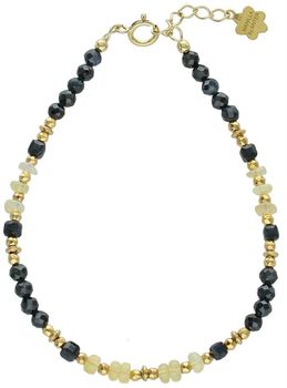 Bransoletka DIA-BRA-13557-925 ze srebra pozłacanego próby 925, ozdobiona naturalnymi opalami i szafirami. Długość 17+2 cm, zapięcie na karabińczyk. Kobieca i elegancka.1.jpg