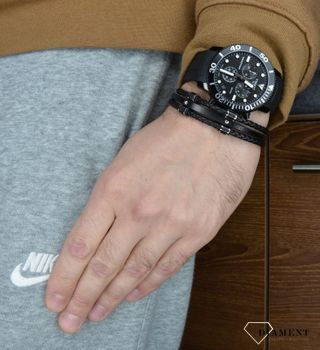 Bransoletka męska skórzana 'Czarna blaszka do graweru'✓ Bransoletki męskie w Sklepie z Biżuterią zegarki-diament.pl✓ Piękne i Eleganckie Bransolety męskie (1).JPG