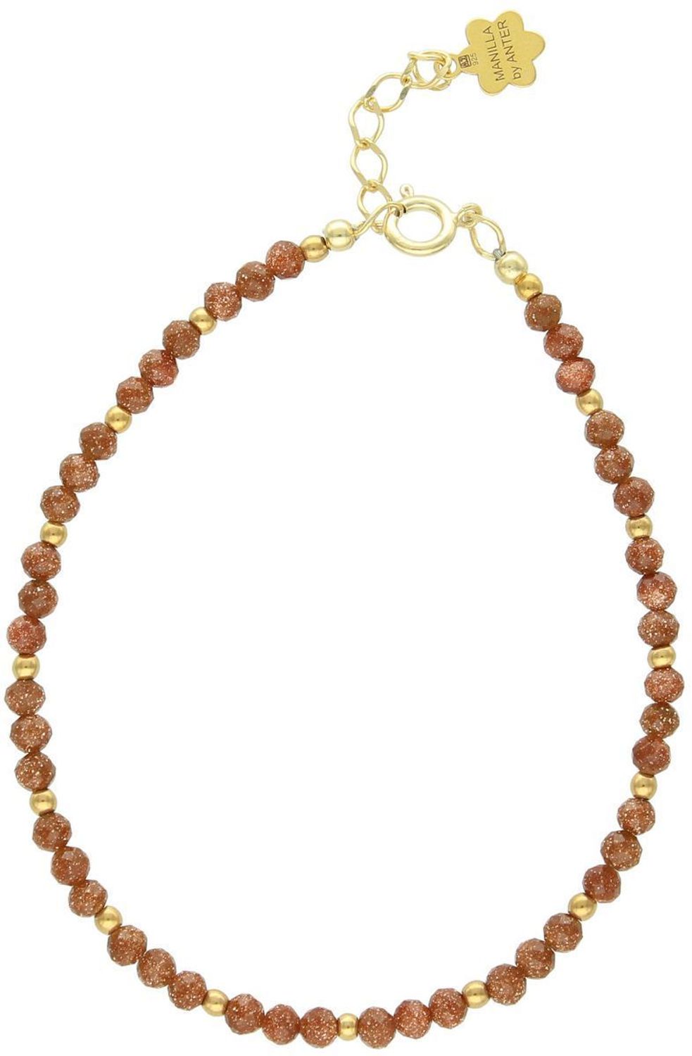 Bransoletka damska srebro 925 pozłacane z kamieniem piasek pustyni. Długość 17+2 cm, zapięcie karabińczyk. Subtelna elegancja i złoty blask.1.jpg