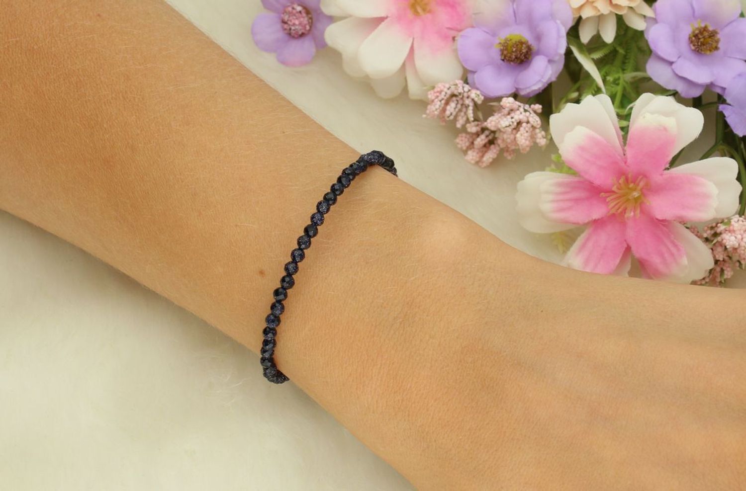 Bransoletka damska srebro 925 z kamieniem noc kairu. Długość 17+2 cm, waga 2,20 g, zapięcie karabińczyk. Subtelna i pełna blasku biżuteria.1.jpg