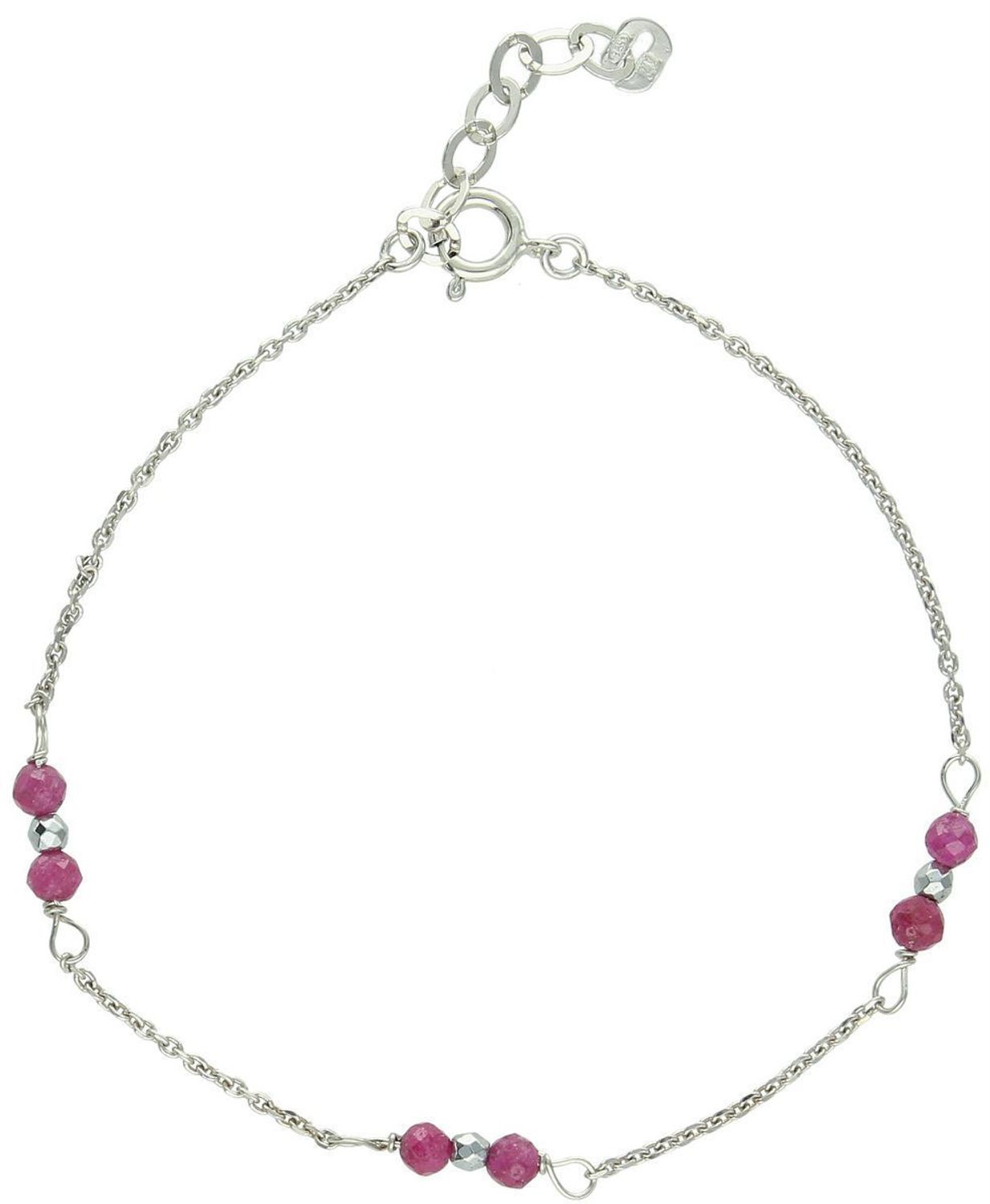 Bransoletka damska srebro 925 z rubinem i hematytem. Długość 17+2 cm, zapięcie karabińczyk. Stylowa, kobieca biżuteria o głębokim znaczeniu.1.jpg