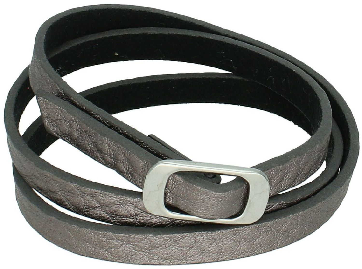 Stylowa, pleciona bransoletka BY DZIUBEKA – model DIA-BRA-13644-INNE. Wykonana ze skóry ekologicznej w szarym kolorze, trzykrotnie oplatana wokół nadgarstka, szerokość 7 mm, rozmiar regulowany.1.jpg