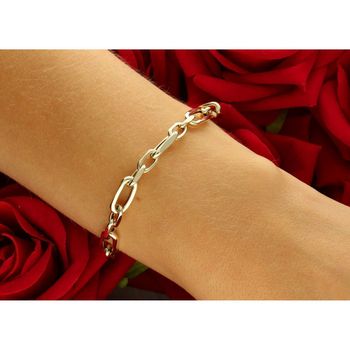 Elegancka złota bransoletka damska próby 585 wykonana z owalnych ogniw. Długość 19 cm, waga 3,75 g. Idealna do codziennych i eleganckich stylizacji.2.jpg