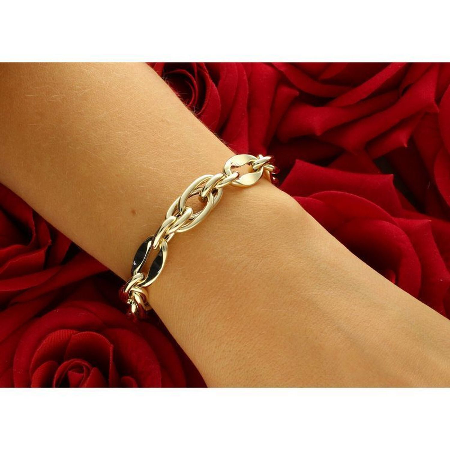 Bransoletka damska złota 585 plecione owalne oczka 19 cm DIA-BRA-13692-585.jpg