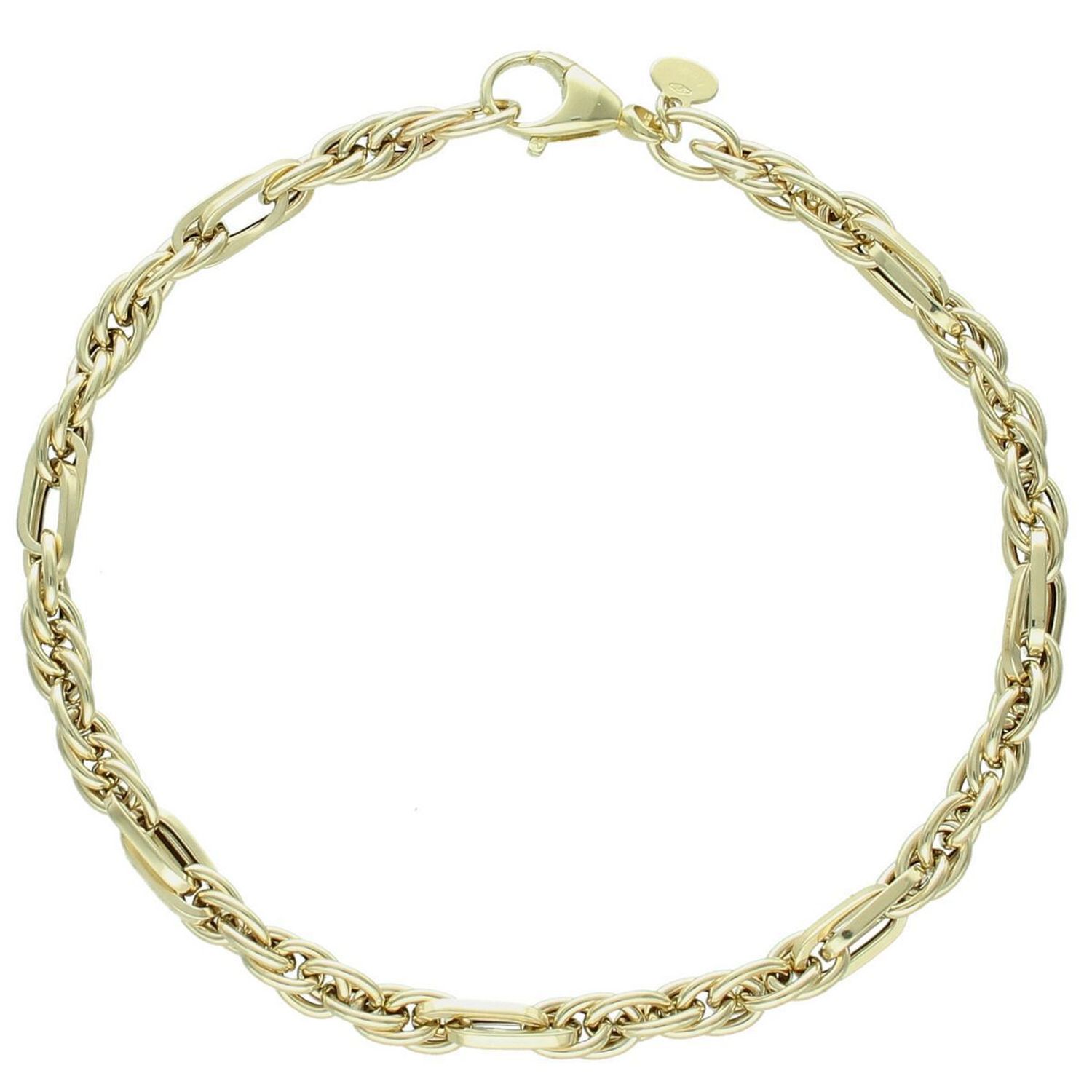 Elegancka złota bransoletka damska próby 585 o plecionym splocie. Długość 21 cm, waga 3,73 g, zapięcie na karabińczyk. Ponadczasowy dodatek idealny do każdej stylizacji.1.jpg