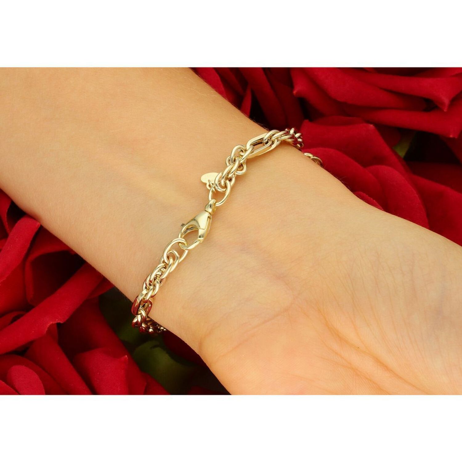 Elegancka złota bransoletka damska próby 585 o plecionym splocie. Długość 21 cm, waga 3,73 g, zapięcie na karabińczyk. Ponadczasowy dodatek idealny do każdej stylizacji.1.jpg