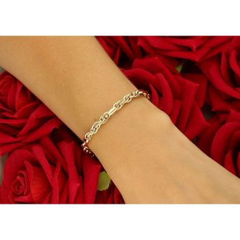 Elegancka złota bransoletka damska próby 585 o plecionym splocie. Długość 21 cm, waga 3,73 g, zapięcie na karabińczyk. Ponadczasowy dodatek idealny do każdej stylizacji.3.jpg