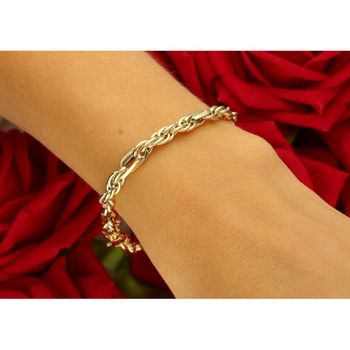 Elegancka złota bransoletka damska próby 585 o plecionym splocie. Długość 21 cm, waga 3,73 g, zapięcie na karabińczyk. Ponadczasowy dodatek idealny do każdej stylizacji.5.jpg