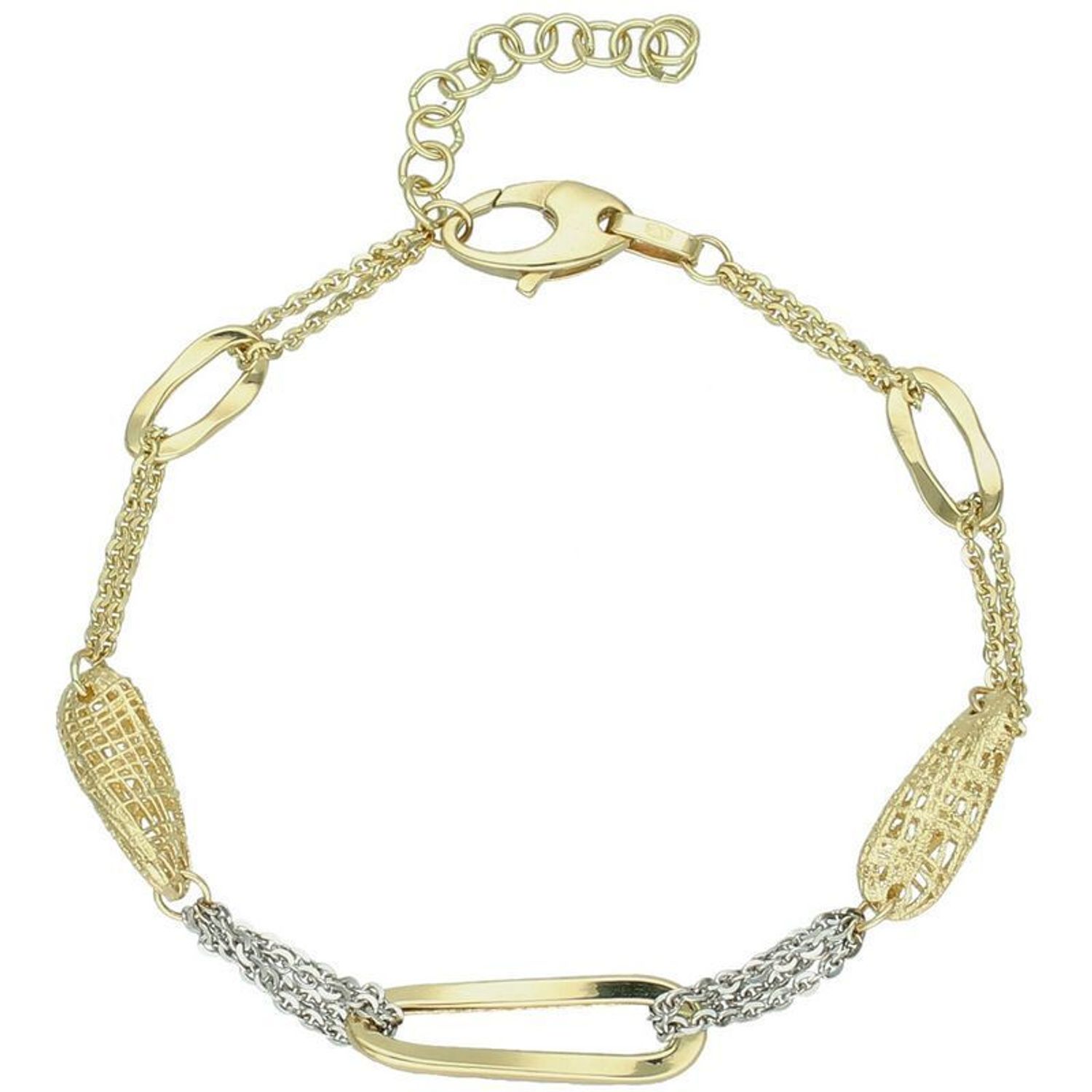 Bransoletka damska złota 585 z białym złotem podłużne elementy DIA-BRA-13695-585.jpg