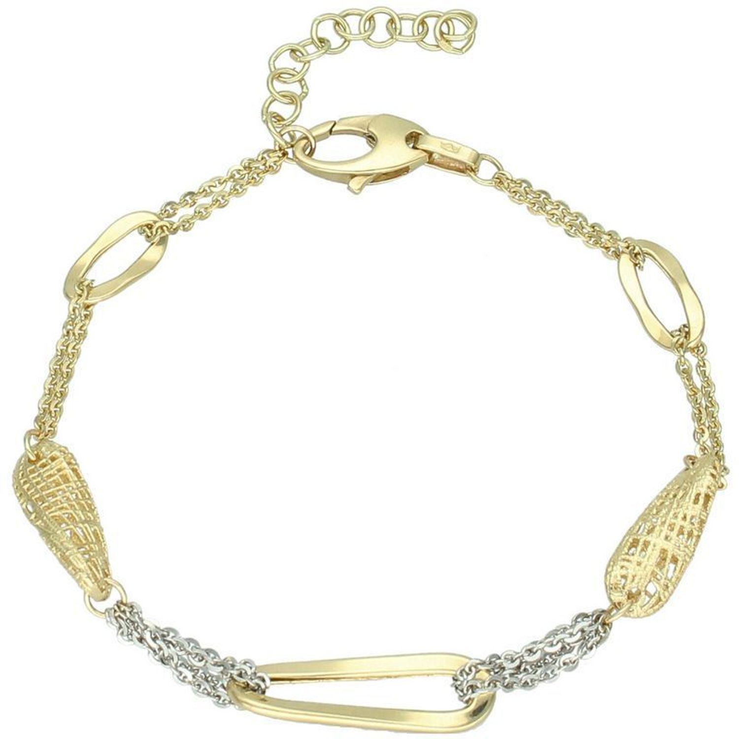 Bransoletka damska złota 585 z białym złotem podłużne elementy DIA-BRA-13695-585.jpg