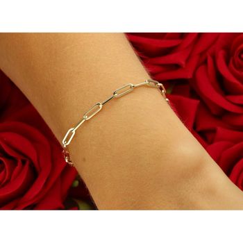 Stylowa złota bransoletka damska próby 585 z owalnych ogniw. Długość 19 cm, waga 2,07 g, zapięcie na karabińczyk. Elegancki i ponadczasowy dodatek do każdej stylizacji.4.jpg