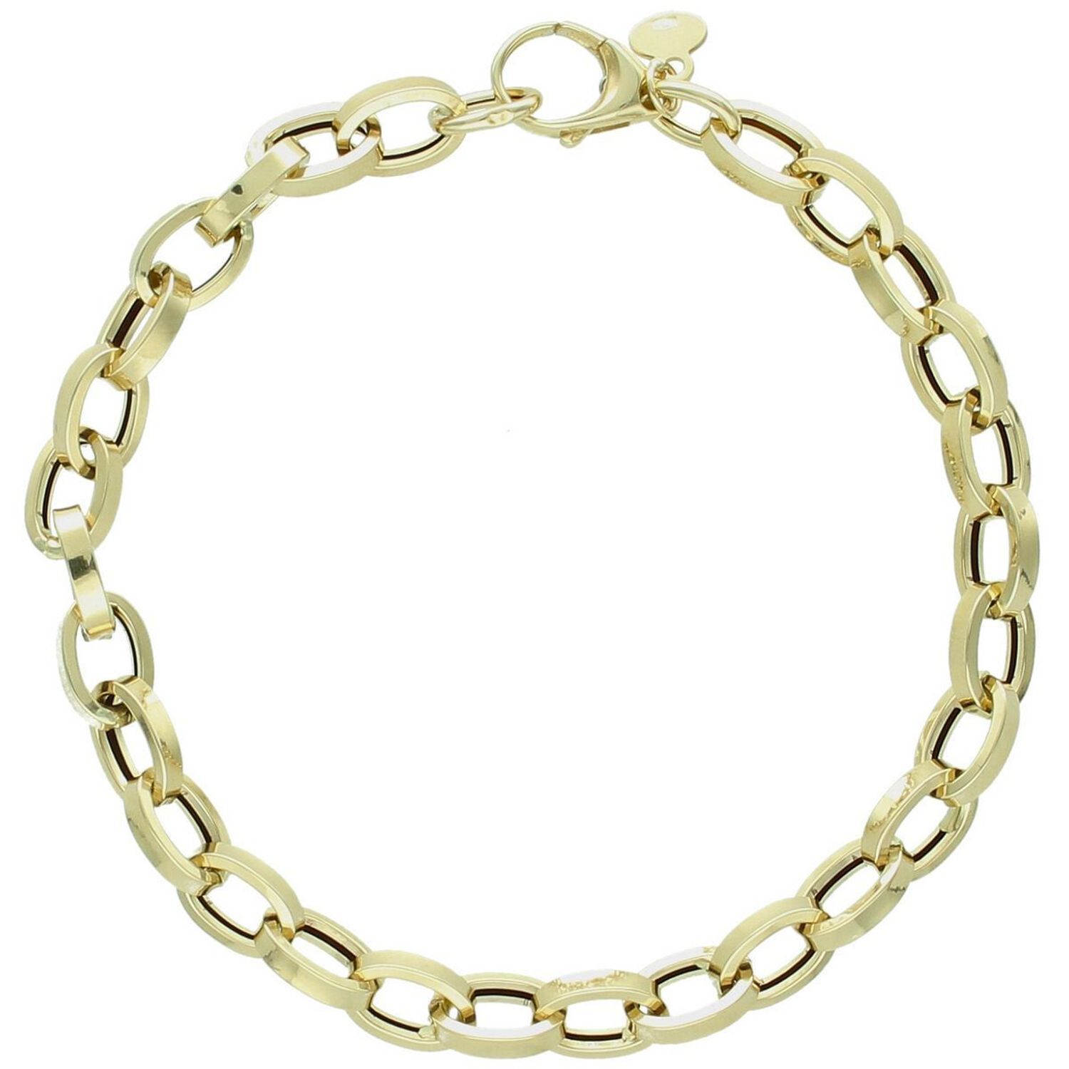 Elegancka złota bransoletka damska próby 585 wykonana z owalnych ogniw. Długość 19 cm, waga 3,87 g, zapięcie na karabińczyk. Idealna do codziennych i eleganckich stylizacji.1.jpg