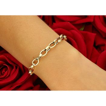 Elegancka złota bransoletka damska próby 585 wykonana z owalnych ogniw. Długość 19 cm, waga 3,87 g, zapięcie na karabińczyk. Idealna do codziennych i eleganckich stylizacji.3.jpg