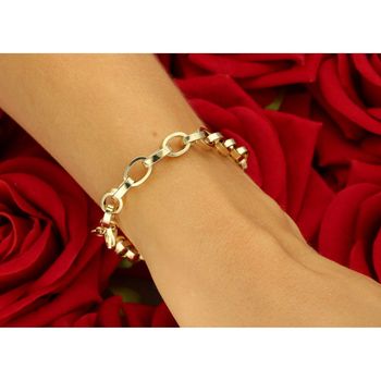 Elegancka złota bransoletka damska próby 585 wykonana z owalnych ogniw. Długość 19 cm, waga 3,87 g, zapięcie na karabińczyk. Idealna do codziennych i eleganckich stylizacji.4.jpg