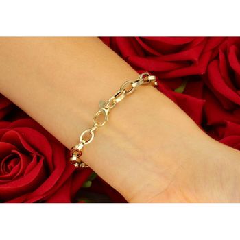 Elegancka złota bransoletka damska próby 585 wykonana z owalnych ogniw. Długość 19 cm, waga 3,87 g, zapięcie na karabińczyk. Idealna do codziennych i eleganckich stylizacji.5.jpg