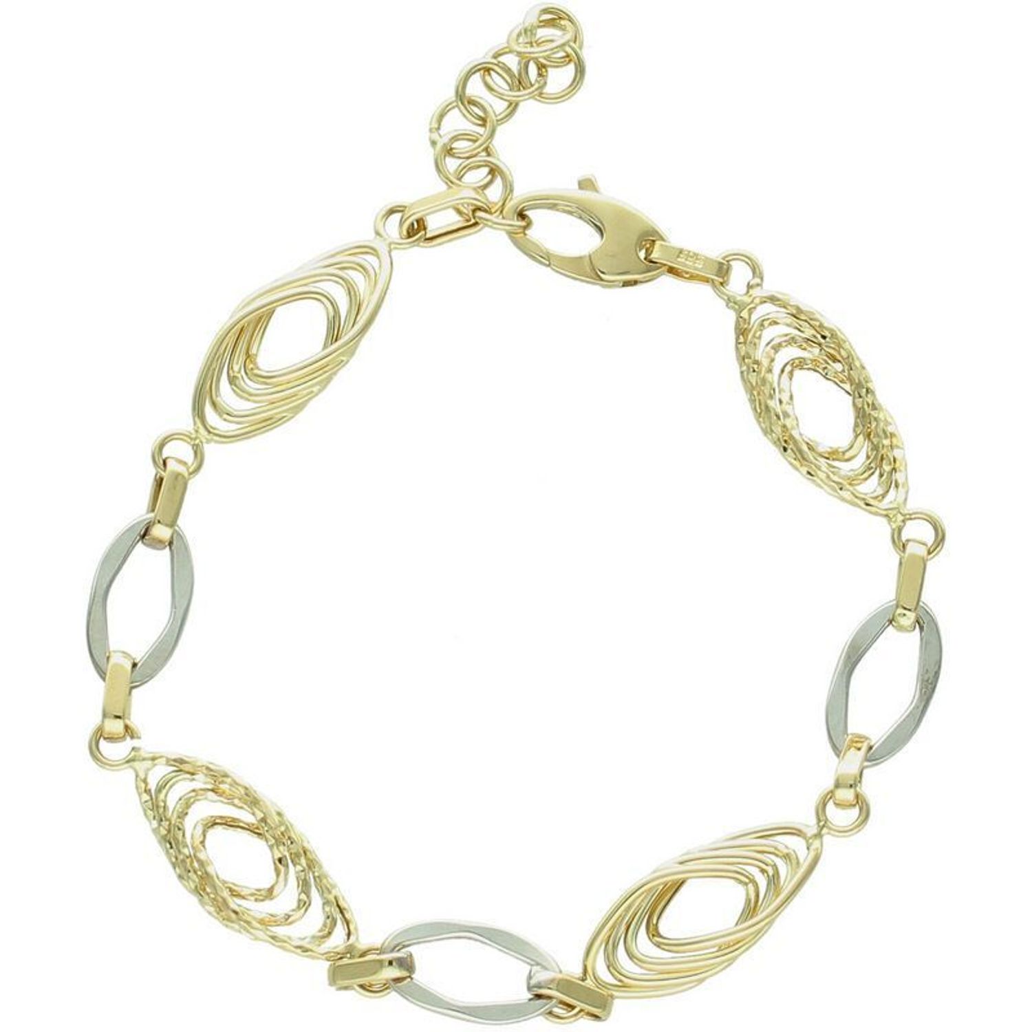 Bransoletka damska złota 585 plecione owalne ogniwa z białym złotem DIA-BRA-13699-585.jpg