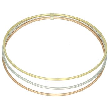 Elegancka złota bransoletka damska próby 585, sztywna, okrągła w trzech kolorach złota żółtym, białym i różowym. Obwód 19 cm, szerokość 4 mm, waga 5,08 g. Idealna do codziennych i eleganckich1.jpg