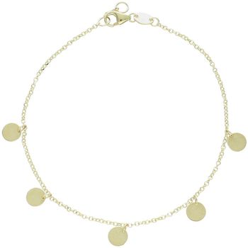 Elegancka złota bransoletka damska próby 585 zdobiona okrągłymi wiszącymi blaszkami. Długość regulowana 17–18 cm, waga 1,38 g, zapięcie na karabińczyk. Idealna do codziennych i 1.jpg