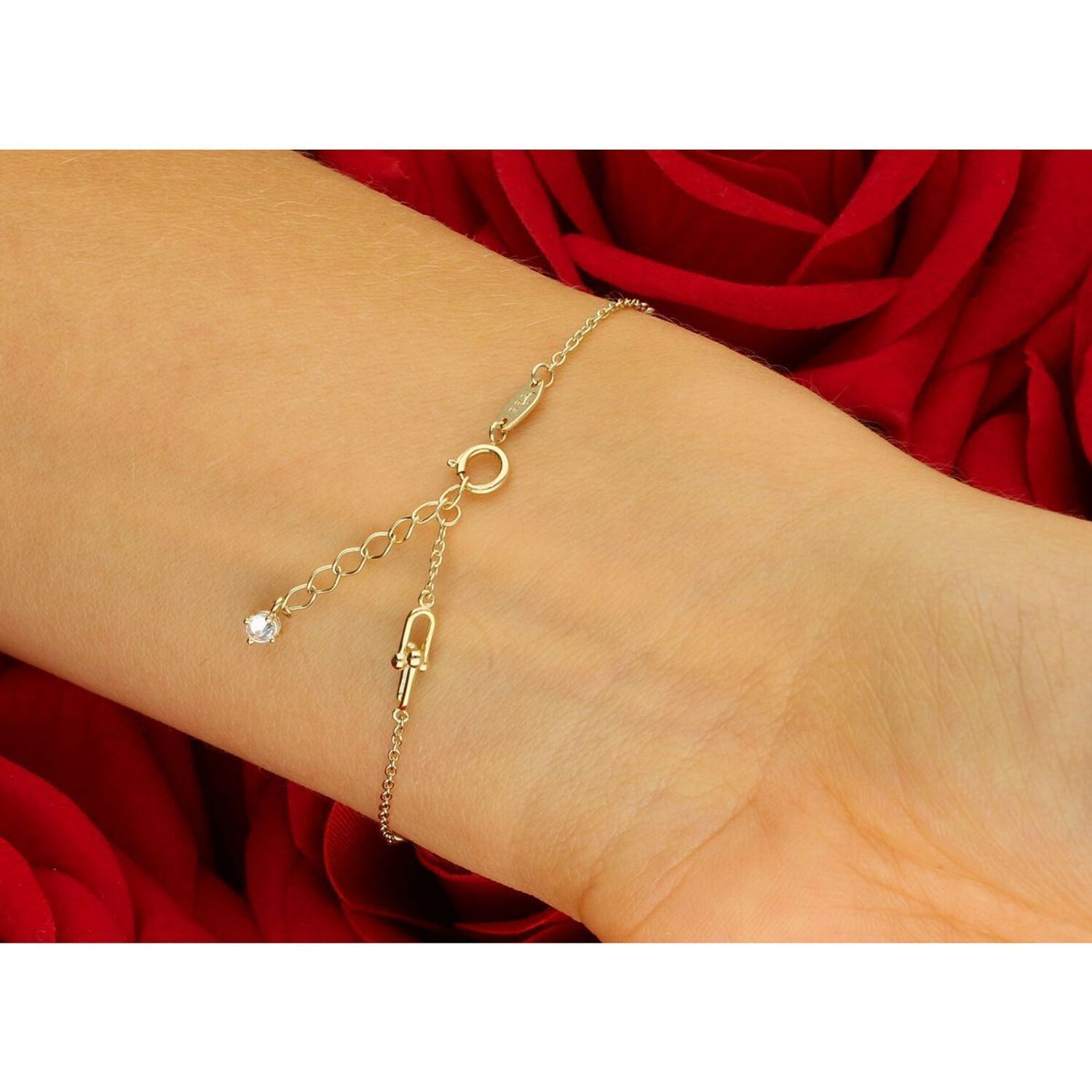 Ekskluzywna bransoletka damska ze złota próby 585 o wzorze inspirowanym Cartierr. Model DIA-BRA-13786-585, waga 1,90 g, długość 17 + 2 cm, zapięcie na karabińczyk. Idealny prezent dla niej!1.jpg