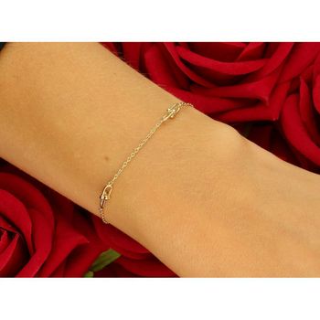 Ekskluzywna bransoletka damska ze złota próby 585 o wzorze inspirowanym Cartierr. Model DIA-BRA-13786-585, waga 1,90 g, długość 17 + 2 cm, zapięcie na karabińczyk. Idealny prezent dla niej!2.jpg