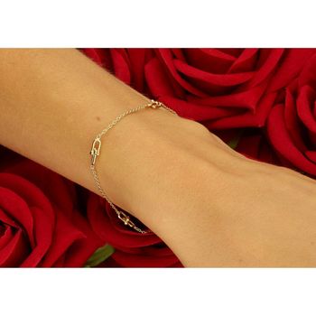 Ekskluzywna bransoletka damska ze złota próby 585 o wzorze inspirowanym Cartierr. Model DIA-BRA-13786-585, waga 1,90 g, długość 17 + 2 cm, zapięcie na karabińczyk. Idealny prezent dla niej!3.jpg