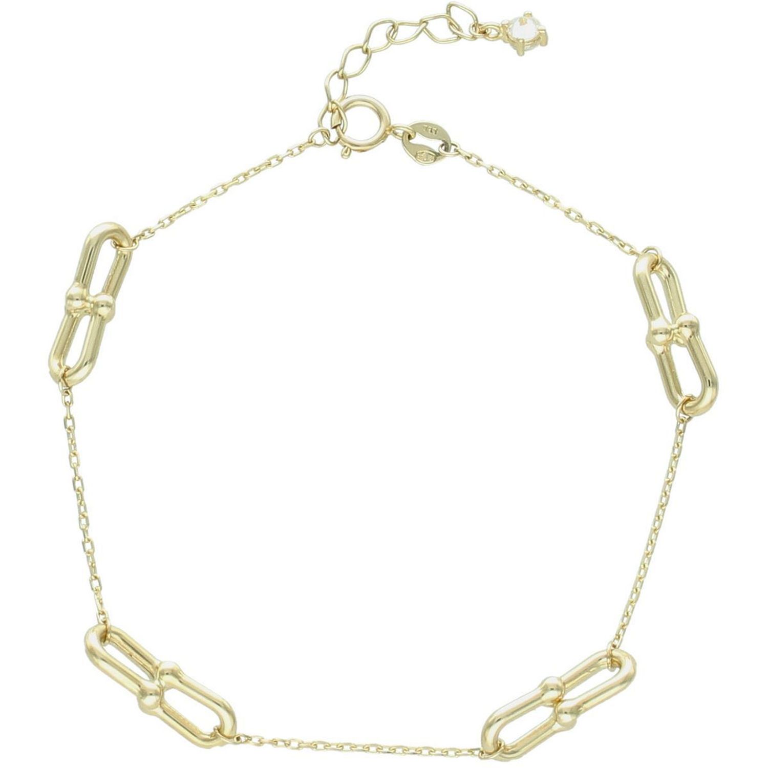 Elegancka złota bransoletka damska próby 585 w stylu ankier, zdobiona elementami ozdobnymi typu Cariterr. Długość 17 cm + 3 cm, waga 2,37 g, zapięcie na karabińczyk. Idealna do codziennych1.jpg