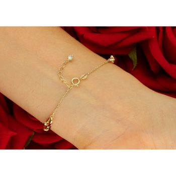 Elegancka złota bransoletka damska próby 585 w stylu ankier, zdobiona elementami ozdobnymi typu Cariterr. Długość 17 cm + 3 cm, waga 2,37 g, zapięcie na karabińczyk. Idealna do codziennych 4.jpg