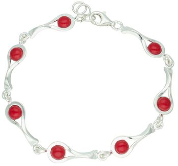 Bransoletka srebrna 925 DIA-BRA-13993-925 zdobiona koralem. Długość 19+1 cm, szerokość 9 mm, waga 8,10 g. Elegancka i subtelna biżuteria.1.jpg