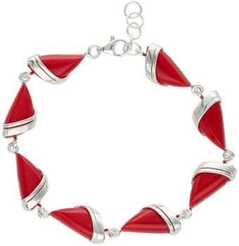 Bransoletka srebrna 925 DIA-BRA-13994-925 składająca się z ogniw w formie łezki zdobionych koralem. Długość 20+1 cm, waga 17,00 g. Elegancka i efektowna.1.jpg