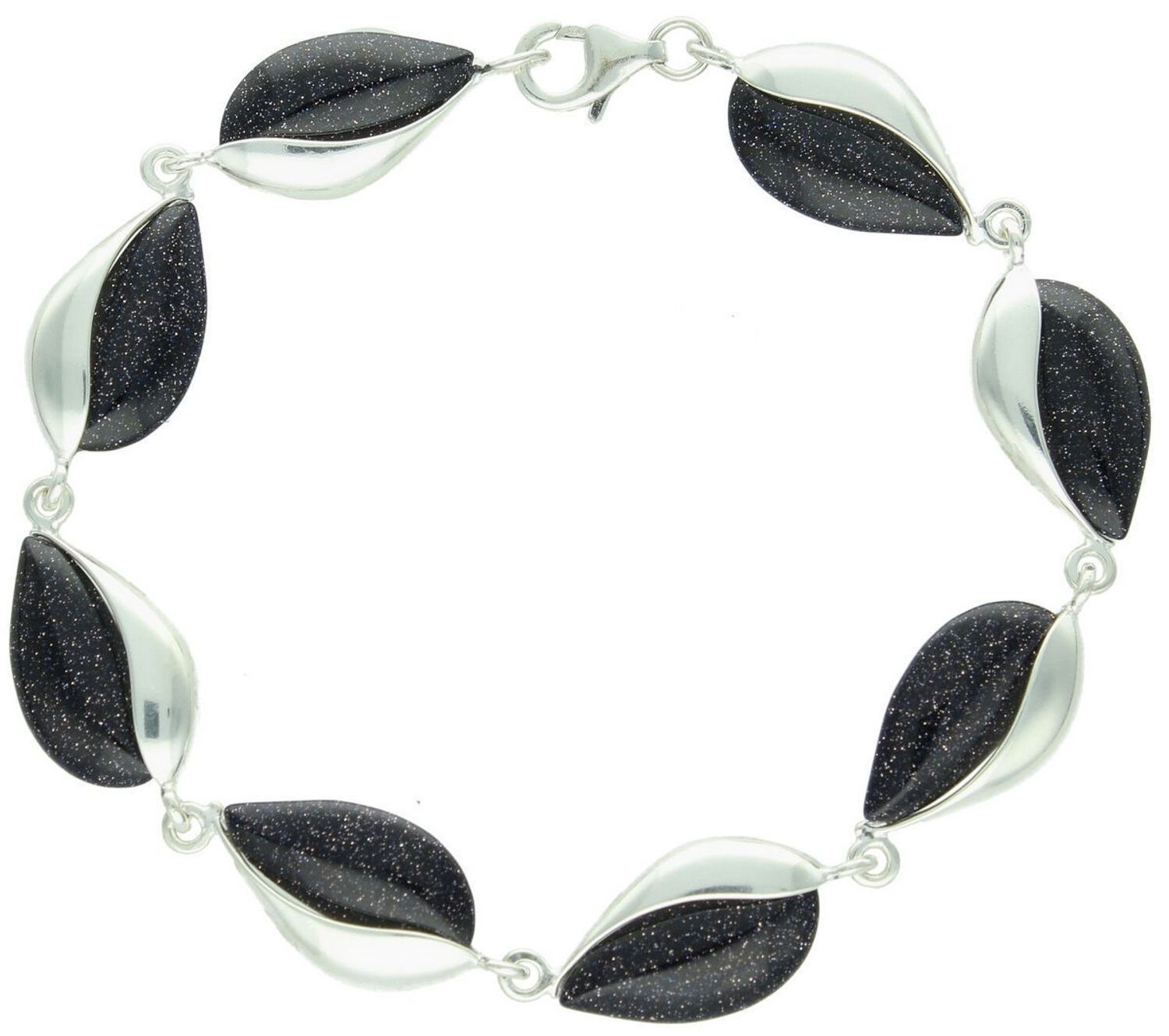 Bransoletka srebrna 925 łezki zdobione srebrem i kamieniem Noc Kairu. Długość 20 cm, szerokość 1,2 cm, waga 10,80 g. Elegancka i efektowna biżuteria.1.jpg