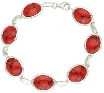 Srebrna Bransoletka z Koralem Naturalnym – Owalne Elementy, Srebro 925.jpg