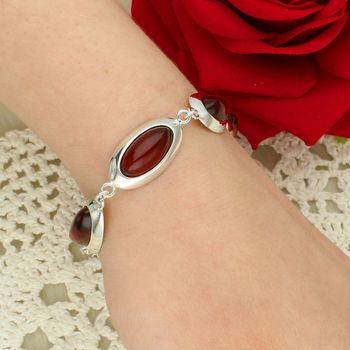 Bransoletka Damska Srebro 925 z Naturalnym Bursztynem srebro.jpg