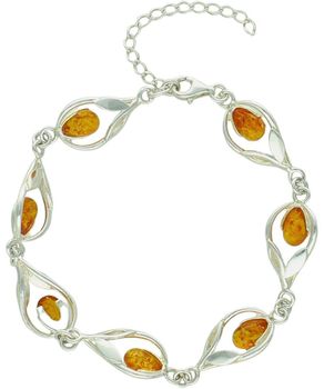 Bransoletka Srebrna 925 z Naturalnym Bursztynem Damska Elegancka Klasyczna bursztyn.jpg