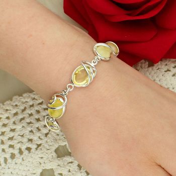 Bransoletka srebrna z żółtym bursztynem bałtyckim yellow.jpg