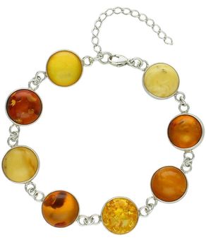 Bransoletka srebrna z bursztynami w żółto-miodowych odcieniach Ag.jpg