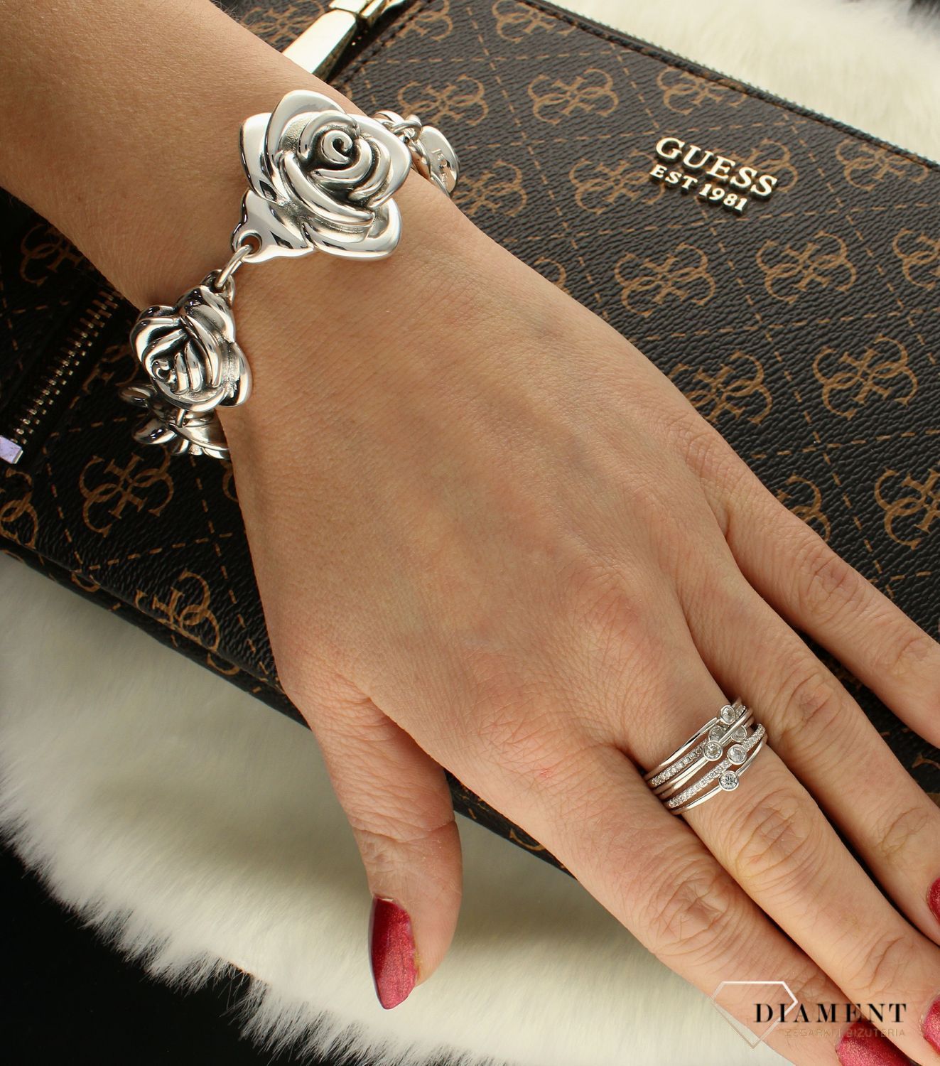 Bransoletka damska srebrna Kwitnąca róża 925. Bransoletka damska. Bransoletka na prezent. Biżuteria z różą. Pokaźna biżuteria. Duża bransoletka. Zestaw z pierścionkiem (2).jpg