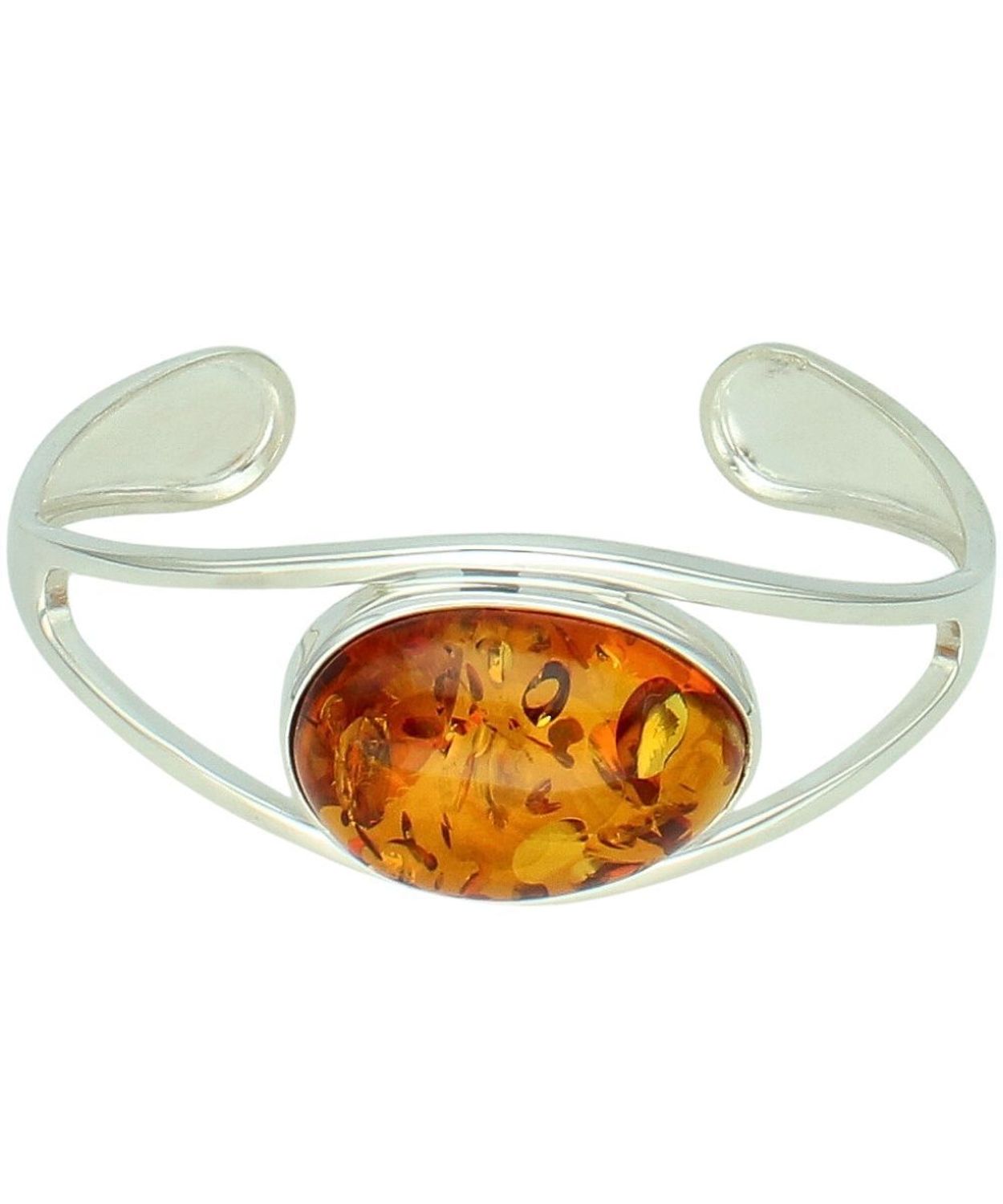 Bransoletka Mankietowa Srebrna 925 z Bursztynem fashion.jpg