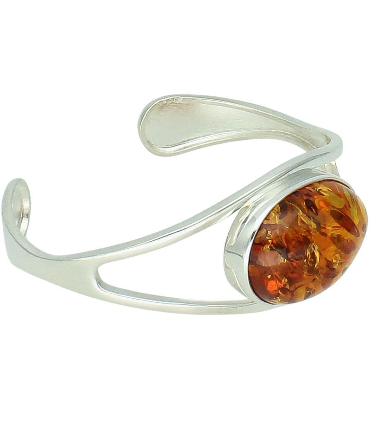 Bransoletka Mankietowa Srebrna 925 z Bursztynem fashion.jpg