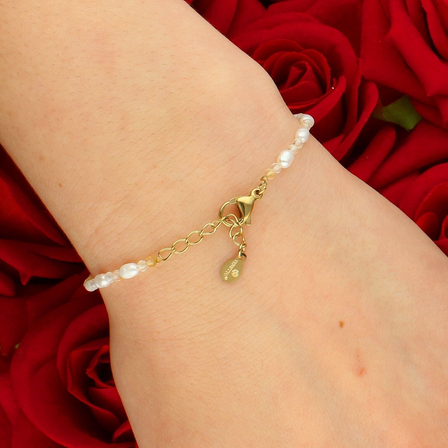 Bransoletka stalowa z kamieniami naturalnymi cytryn i perła hodowlana DIA-BRA-14172-STAL white.jpg