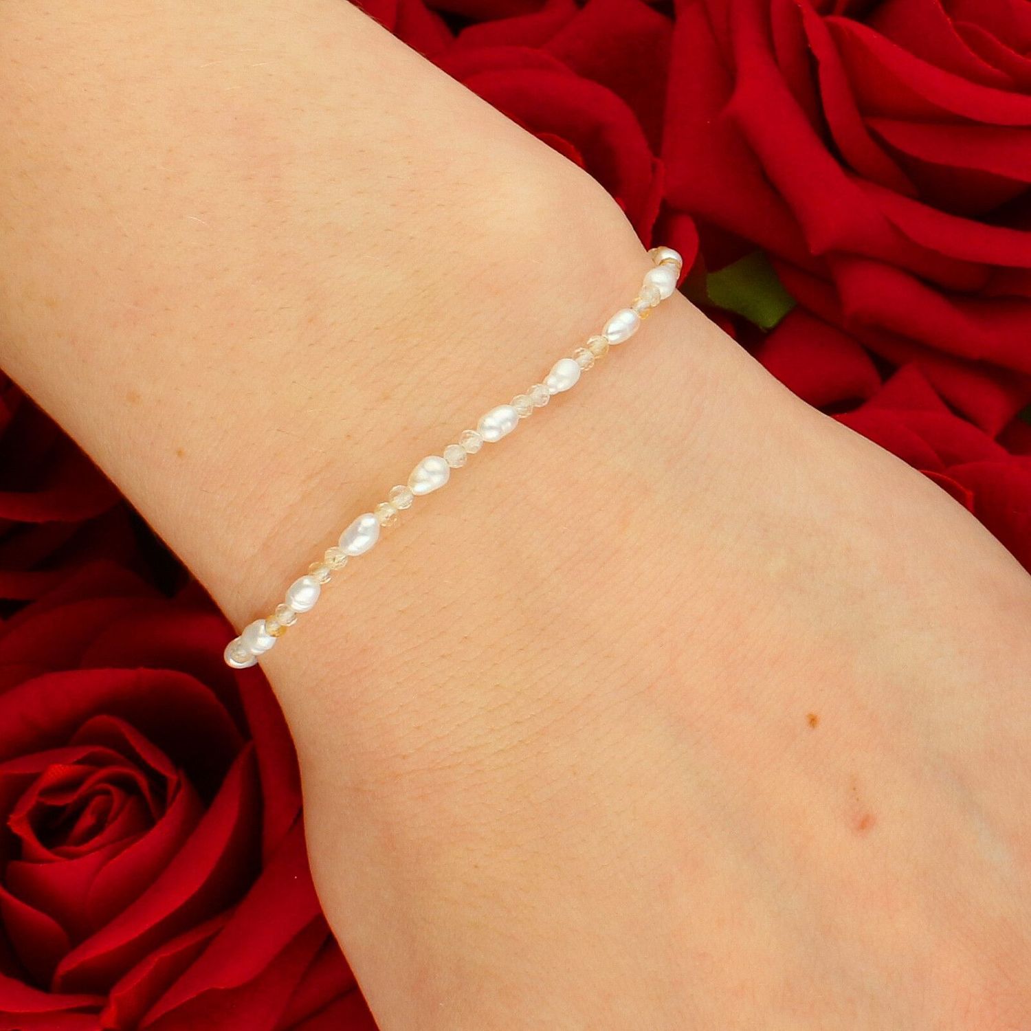 Bransoletka stalowa z kamieniami naturalnymi cytryn i perła hodowlana DIA-BRA-14172-STAL white.jpg