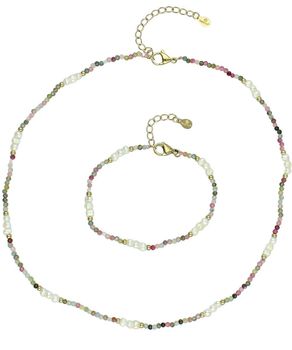 Bransoletka stalowa z perłą hodowlaną i turmalinem 19 cm regulowana DIA-BRA-14195-STAL komplet.jpg