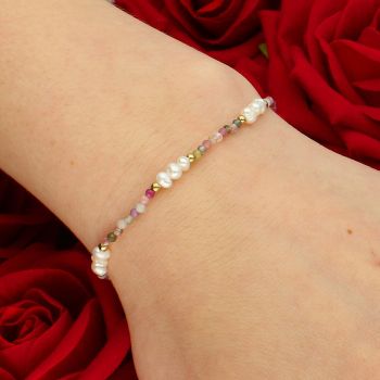 Bransoletka stalowa z perłą hodowlaną i turmalinem 19 cm regulowana DIA-BRA-14195-STAL perła.jpg