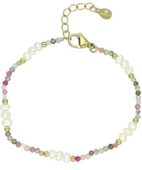 Bransoletka stalowa z perłą hodowlaną i turmalinem 19 cm regulowana DIA-BRA-14195-STAL.jpg