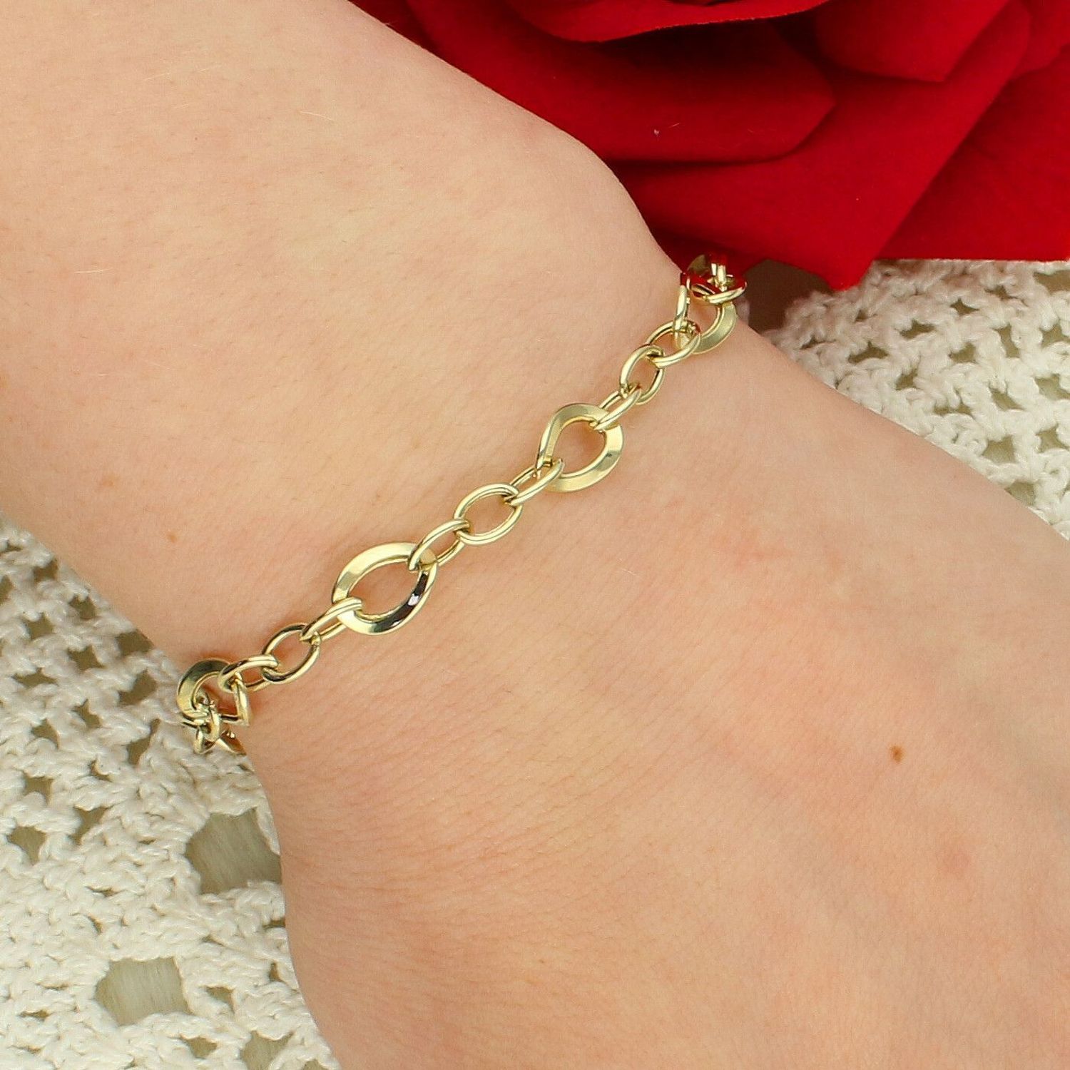 Złota bransoletka damska 375 modny wzór 19 cm – elegancka damska.jpg